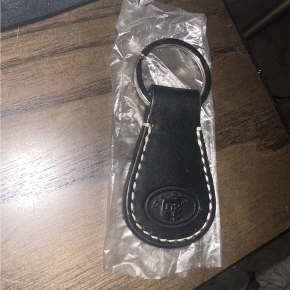 Dooney & Bourke Black DB Logo Canvas Double Handle Tote, Pouch & Key Fob Set - Picture 2 of 7